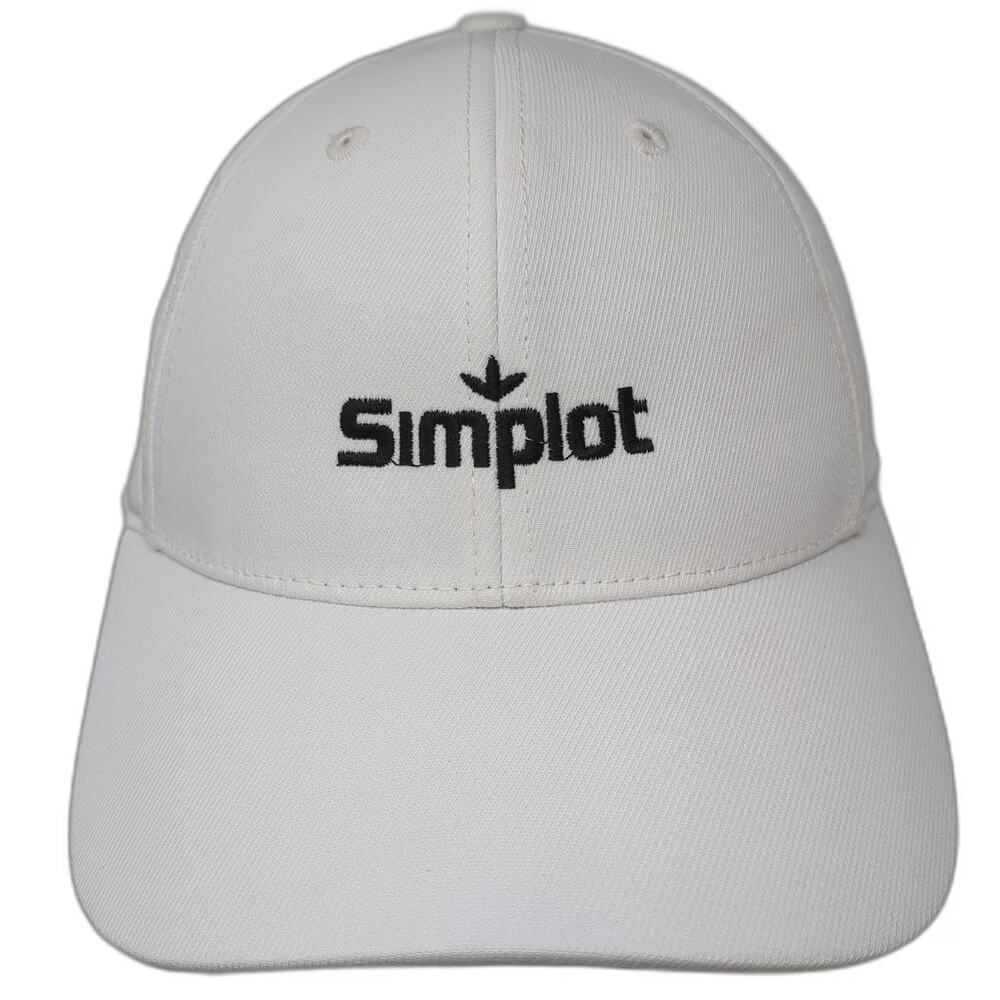 OGIO Baseball Cap White M Simplot Logo Stretch Fit Curved Brim Performance hat